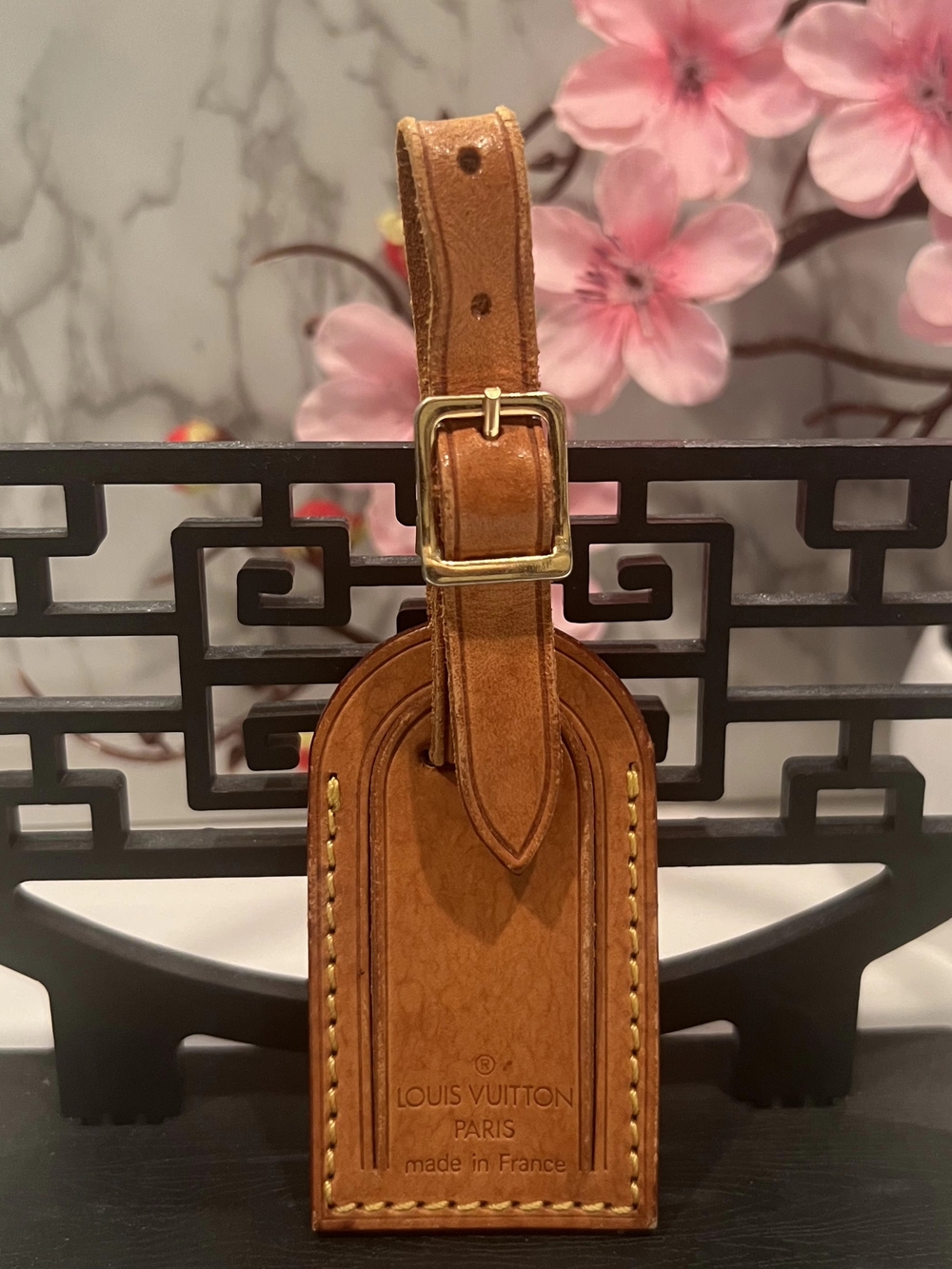 Louis Vuitton Tan Leather Luggage Tag